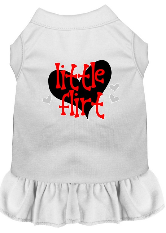 Little Flirt Screen Print Dog Dress White XS